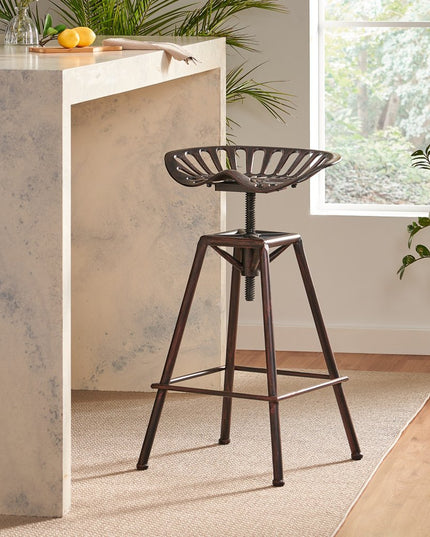 Bronze Iron Backless Adjustable Height Swivel Bar Chair