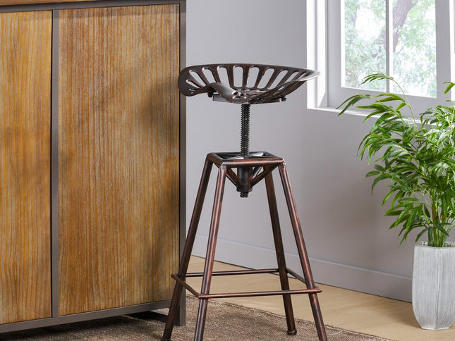 Bronze Iron Backless Adjustable Height Swivel Bar Chair