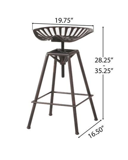 Bronze Iron Backless Adjustable Height Swivel Bar Chair