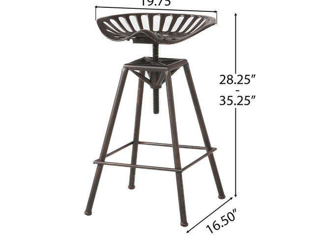 Bronze Iron Backless Adjustable Height Swivel Bar Chair