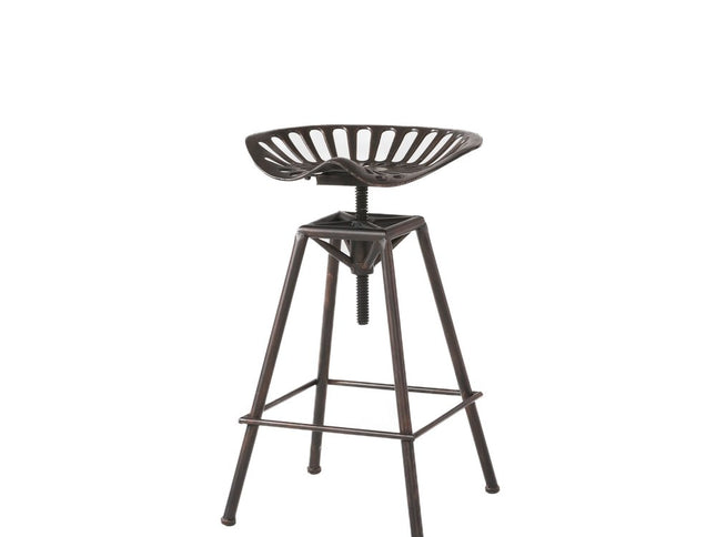 Bronze Iron Backless Adjustable Height Swivel Bar Chair