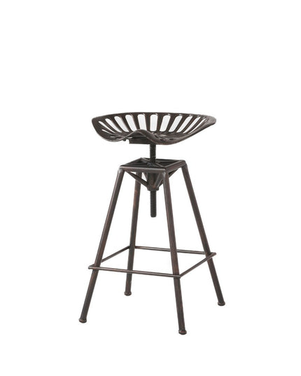 Bronze Iron Backless Adjustable Height Swivel Bar Chair