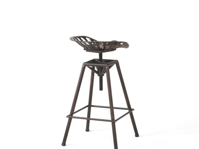 Bronze Iron Backless Adjustable Height Swivel Bar Chair