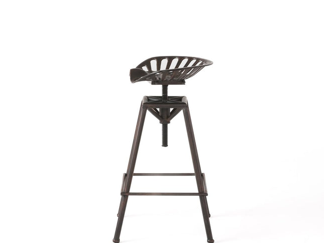 Bronze Iron Backless Adjustable Height Swivel Bar Chair