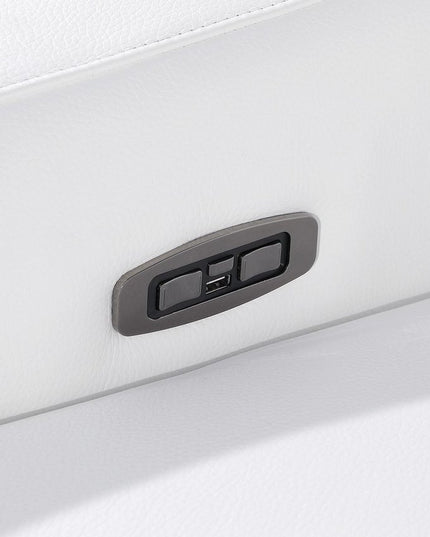 White Italian Leather Power Reclining U Shaped Twelve Piece Corner Sectional With Console