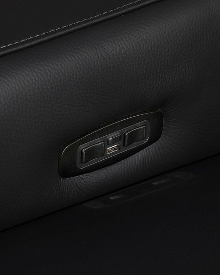 Black Italian Leather Power Reclining U Shaped Twelve Piece Corner Sectional With Console