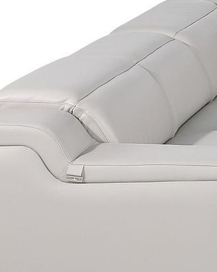 Light Gray Italian Leather Power Reclining U Shaped Eight Piece Corner Sectional With Console