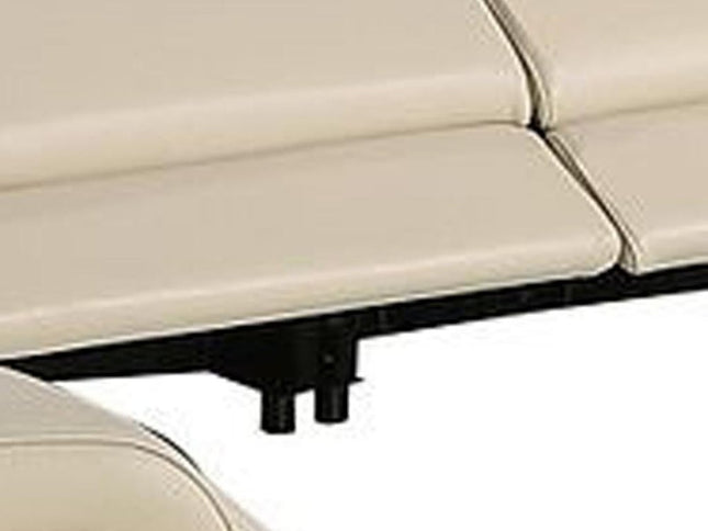 Beige Italian Leather Power Reclining U Shaped Ten Piece Corner Sectional With Console