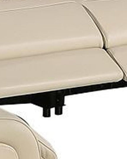 Beige Italian Leather Power Reclining U Shaped Ten Piece Corner Sectional With Console