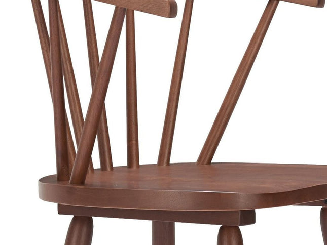 Set of Two Walnut Solid Manufactured Wood and Wood Low Back Bar Chairs