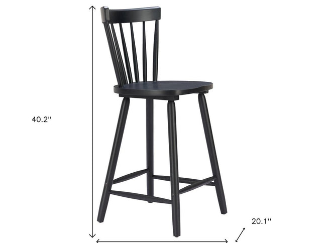 Set of Two Black Solid Manufactured Wood and Wood Low Back Bar Chairs