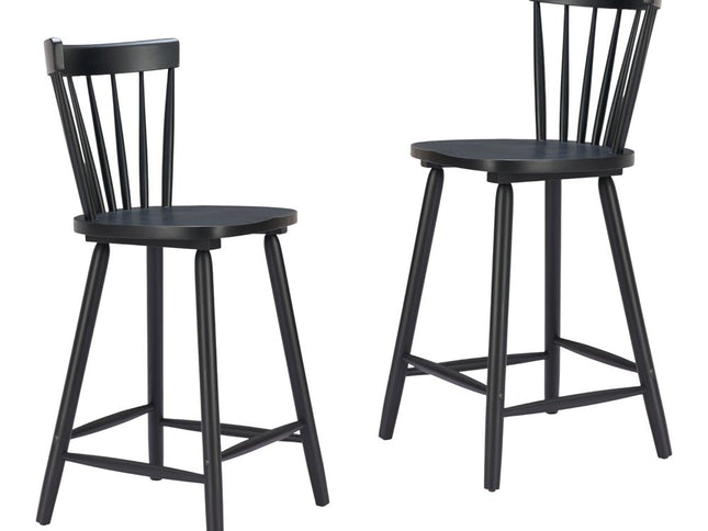 Set of Two Black Solid Manufactured Wood and Wood Low Back Bar Chairs