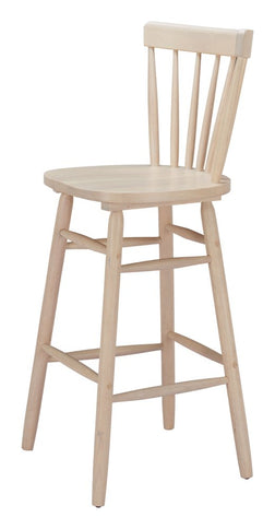 Set of Two Natural Solid Manufactured Wood and Wood Low Back Bar Chairs