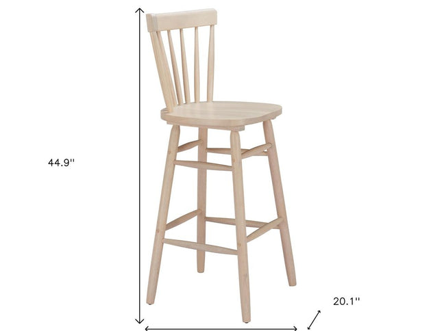Set of Two Natural Solid Manufactured Wood and Wood Low Back Bar Chairs