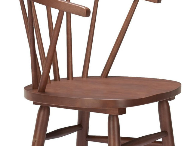 Set of Two Walnut Solid Manufactured Wood and Wood Low Back Bar Chairs