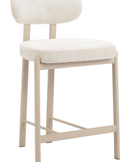 Set of Two Gray Wood and Fabric Low Back Bar Chairs