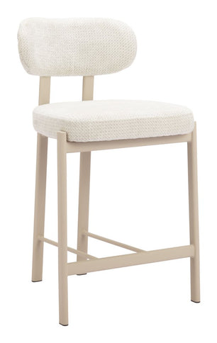 Set of Two Gray Wood and Fabric Low Back Bar Chairs