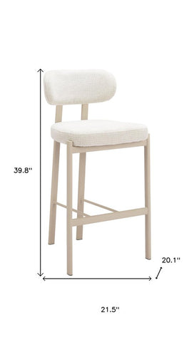 Set of Two Gray Wood and Fabric Low Back Bar Chairs