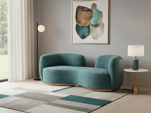 87" Teal Blue Sofa With Legs