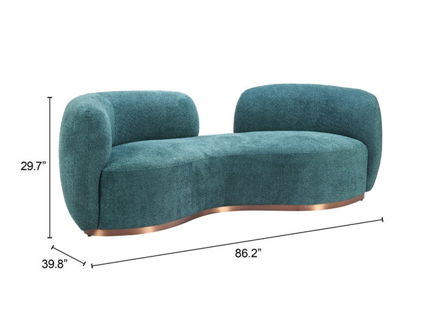 87" Teal Blue Sofa With Legs