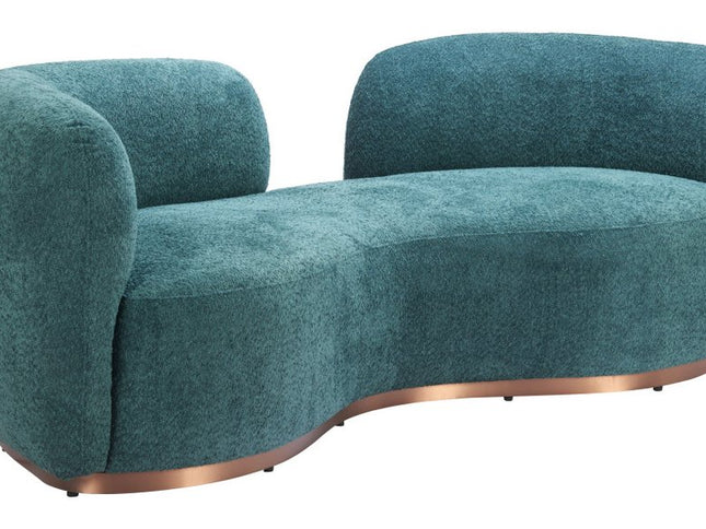 87" Teal Blue Sofa With Legs