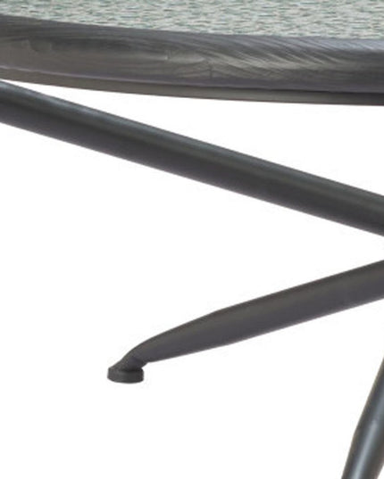 40" Black Glass and Solid Wood Round Sled Coffee Table