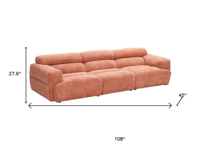 108" Orange Manufactured Wood Sofa