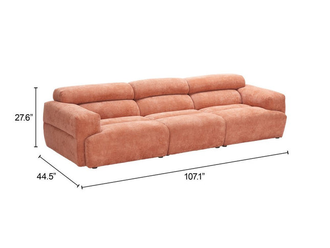 108" Orange Manufactured Wood Sofa