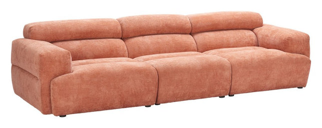 108" Orange Manufactured Wood Sofa