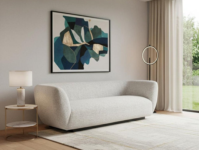 96" Gray Upholstered Wood Sofa