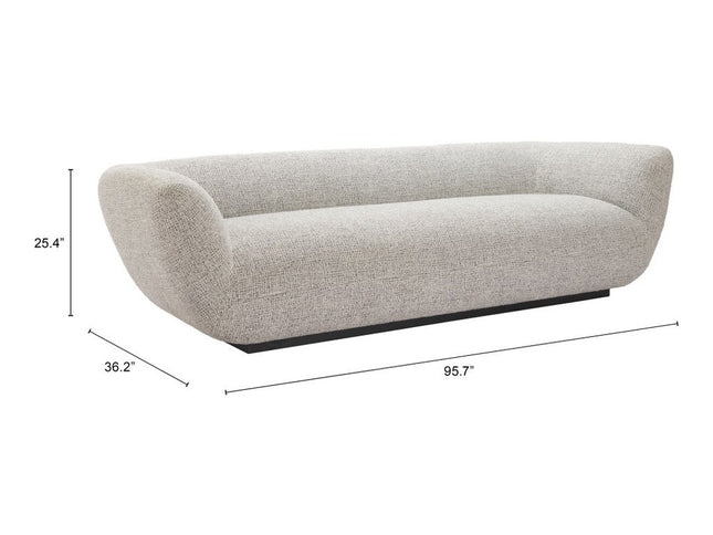 96" Gray Upholstered Wood Sofa