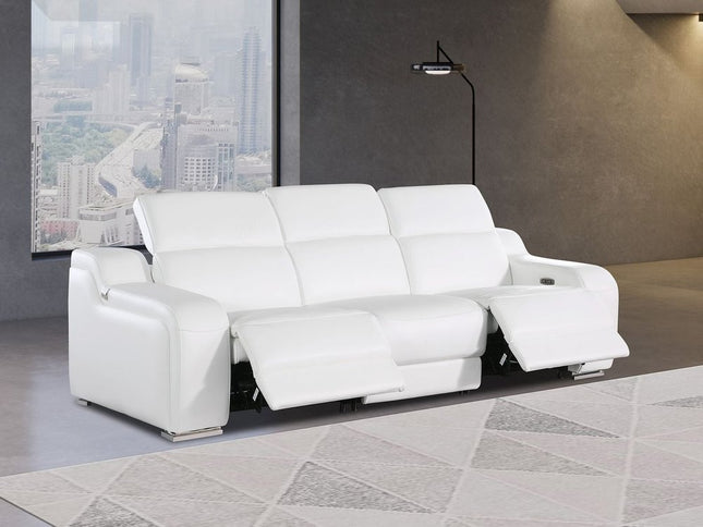 103" Dark Gray Italian Leather Reclining USB Sofa