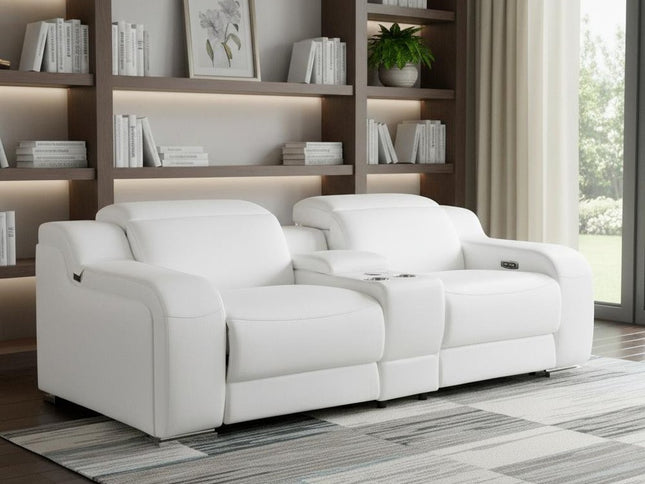 103" Dark Gray Italian Leather Reclining USB Sofa