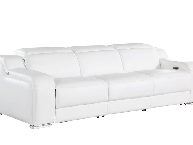 103" Dark Gray Italian Leather Reclining USB Sofa