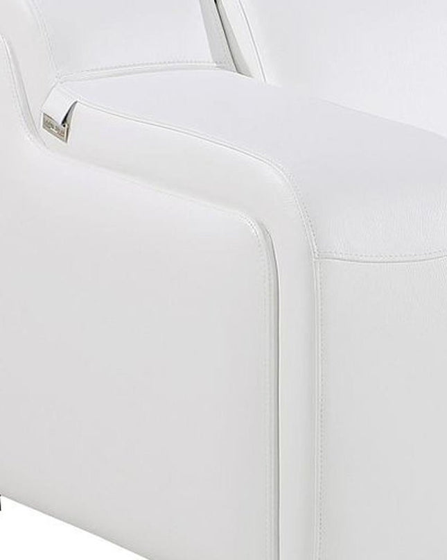 103" Light Gray Italian Leather Reclining USB Sofa