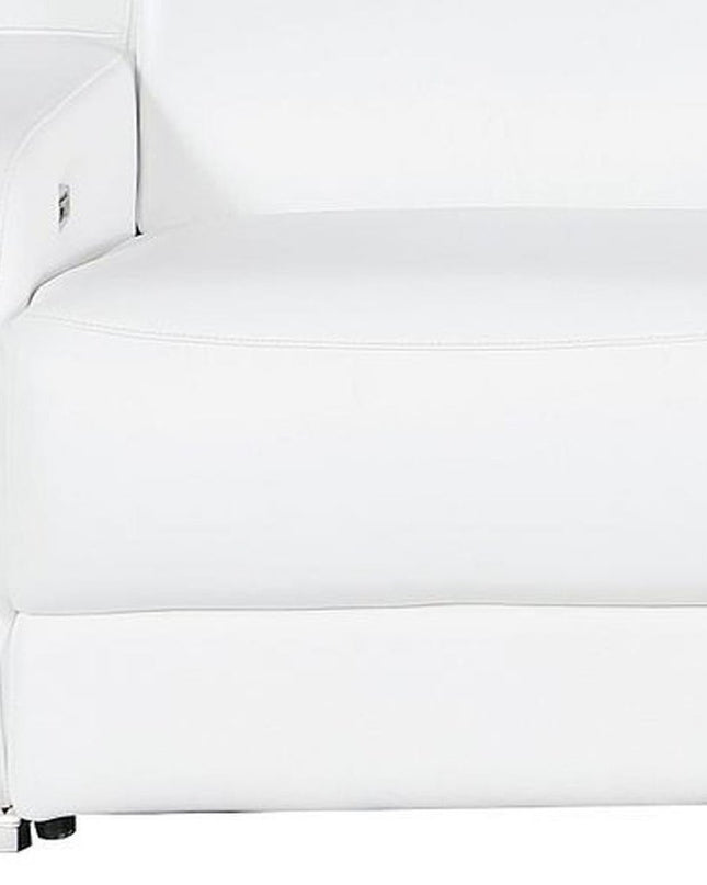 103" Light Gray Italian Leather Reclining USB Sofa