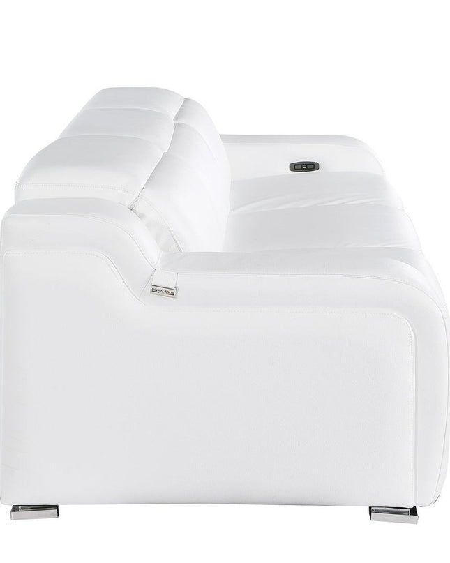 103" Light Gray Italian Leather Reclining USB Sofa