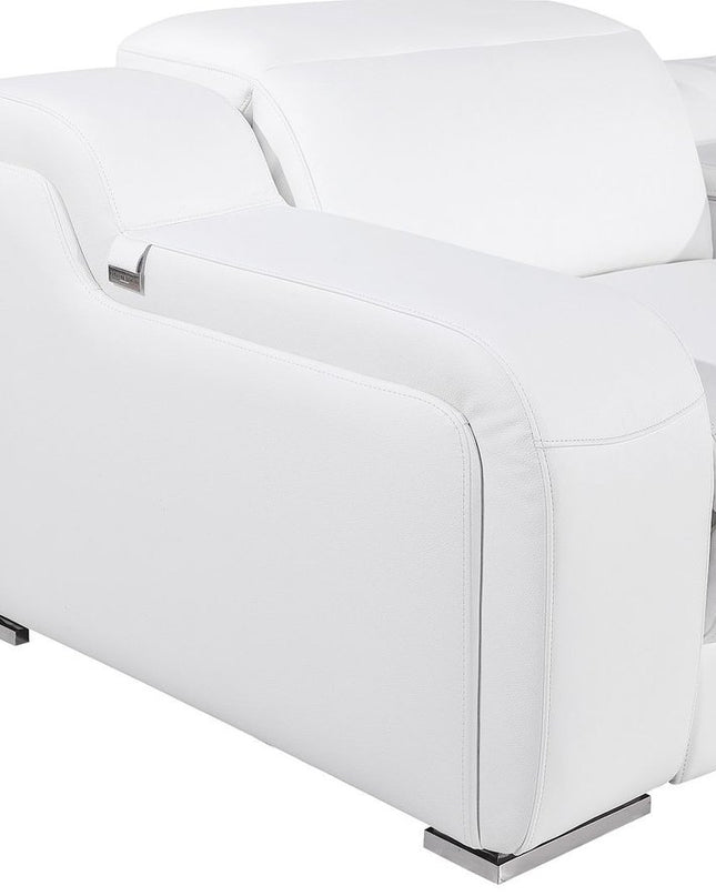 103" Light Gray Italian Leather Reclining USB Sofa