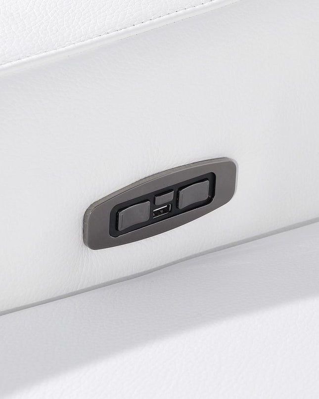 103" Light Gray Italian Leather Reclining USB Sofa