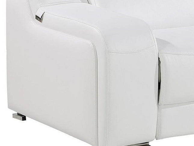 129" Reclining USB Reclining Sofa With Silver Legs