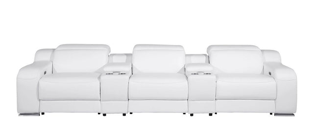 129" Reclining USB Reclining Sofa With Silver Legs