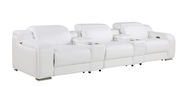 129" Reclining USB Reclining Sofa With Silver Legs