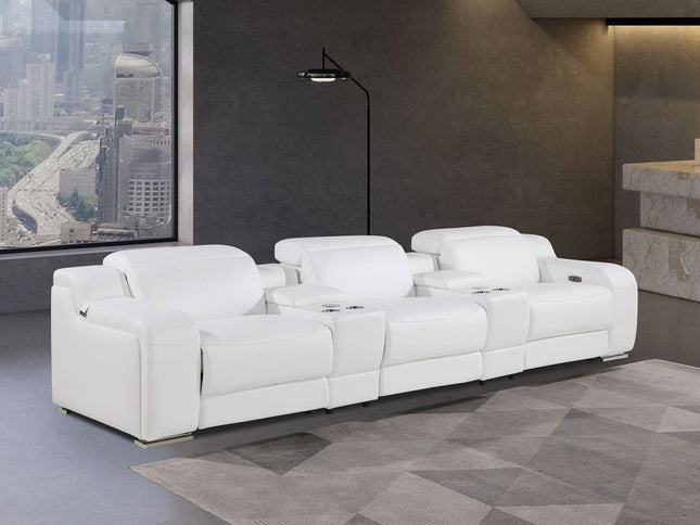 129" Reclining USB Reclining Sofa With Silver Legs