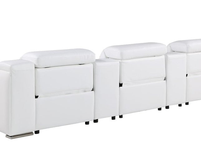 129" Reclining USB Reclining Sofa With Silver Legs