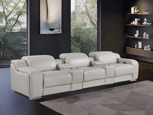 129" Reclining USB Reclining Sofa With Silver Legs