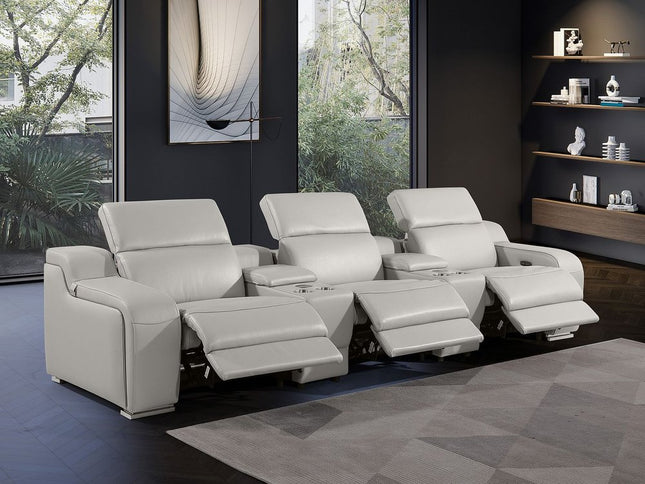 129" Reclining USB Reclining Sofa With Silver Legs