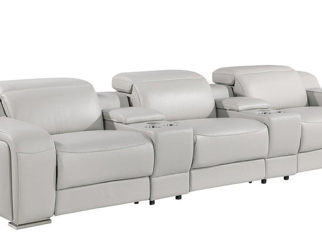 129" Reclining USB Reclining Sofa With Silver Legs