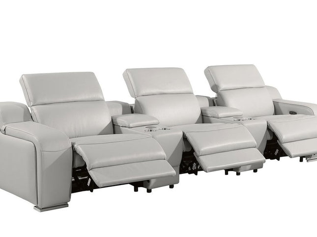 129" Reclining USB Reclining Sofa With Silver Legs