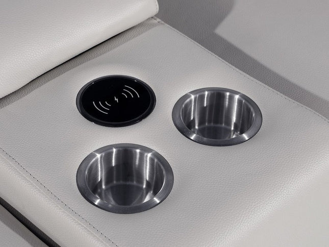 129" Reclining USB Reclining Sofa With Silver Legs