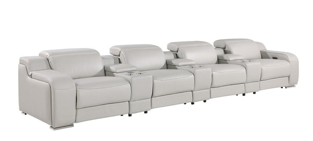 169" Reclining USB Reclining Sofa With Silver Legs